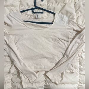 H&M White Long Sleeve Crop Top